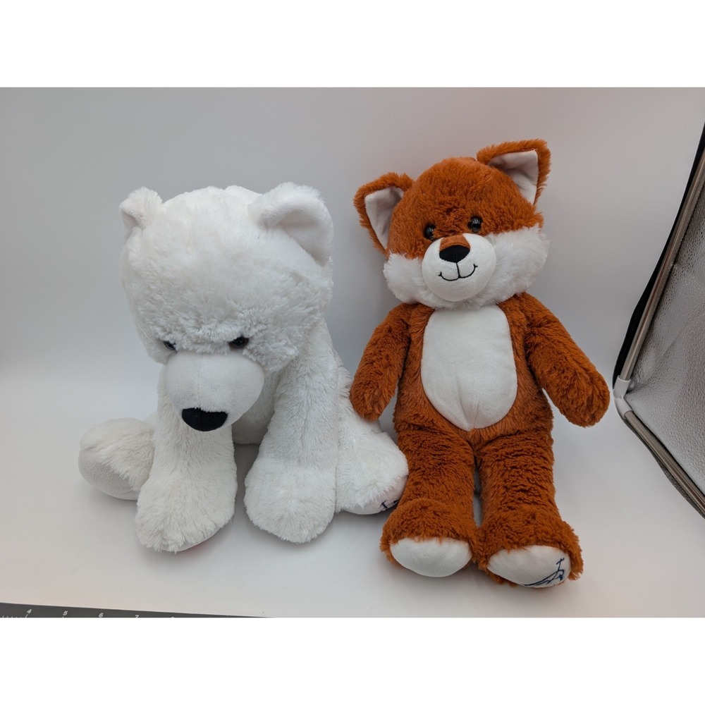 Build A Bear Fox Polar Bear Plush Way Lights Lady of the Snows Shrine Lot of 2‎